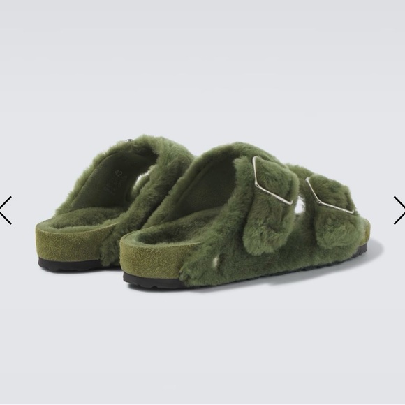 Green Fuzzy Slide Sandals - Picture 4 of 4